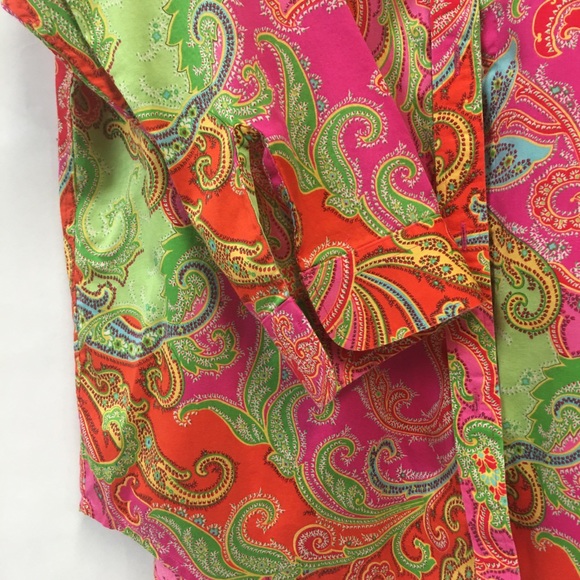 Lauren Ralph Lauren Pink and Green Paisley Blouse - Picture 2 of 8